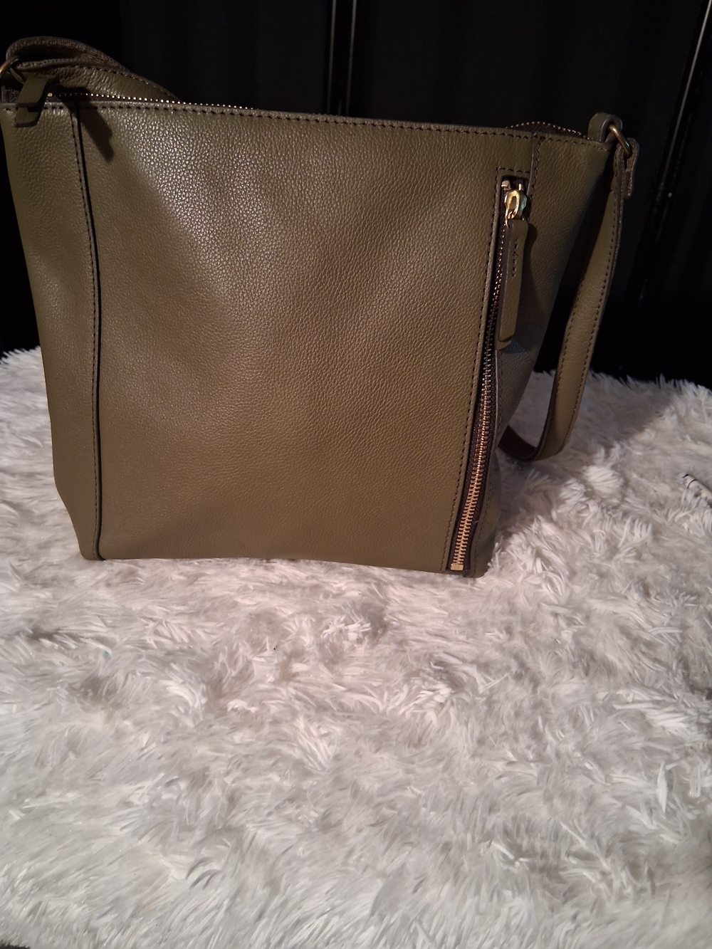 Fossil Olive Green Pebbled Leather Shoulder Bag - Picture 4 of 8